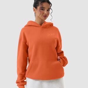 OQQ Orange Hoodie Pull Over Sweatshirt